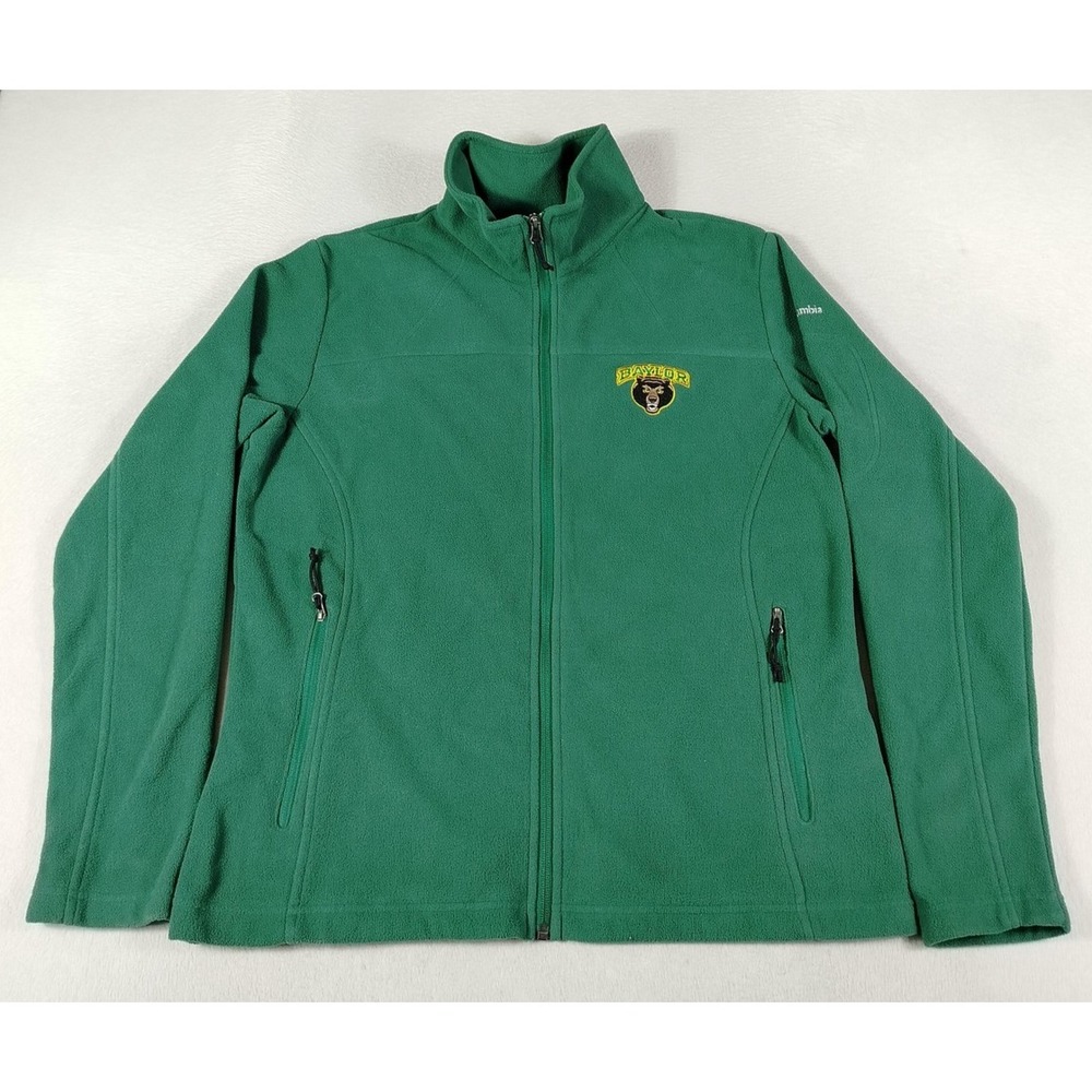 Columbia Full Zip Fleece Womens XL Green Baylor Bears Jacket NCAA Football